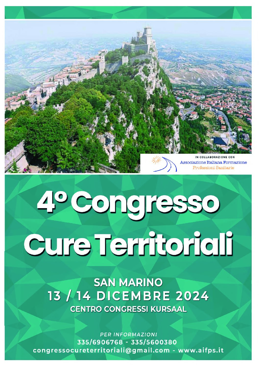 4° Congresso sulle Cure Territoriali –  13 e 14 Dicembre 2024, Centro Congressi Kursaal (Repubblica di San Marino)